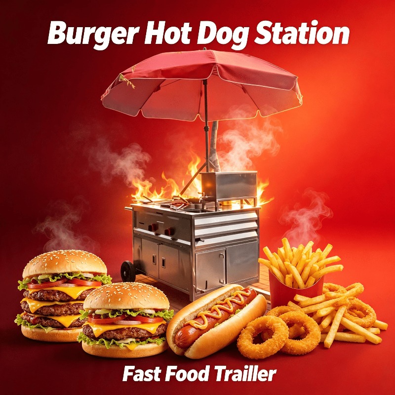 Street Food Snacks - Mobiele straatvoedselkar, aanhangwagen voor hotdogs met