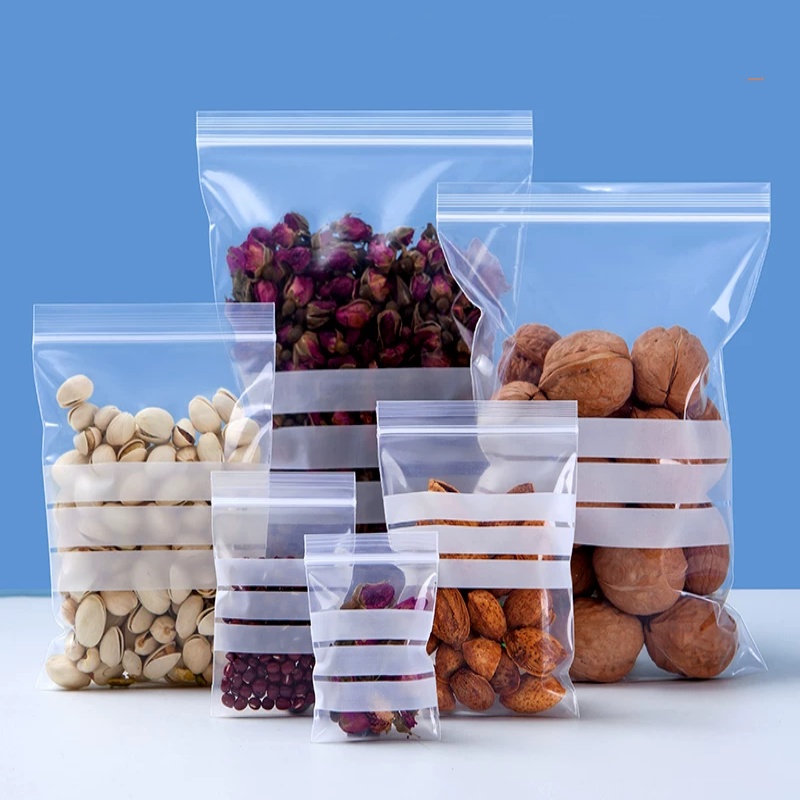Snacks Food Labels - 200 STKS Doorzichtige PE Schrijfzakken met
