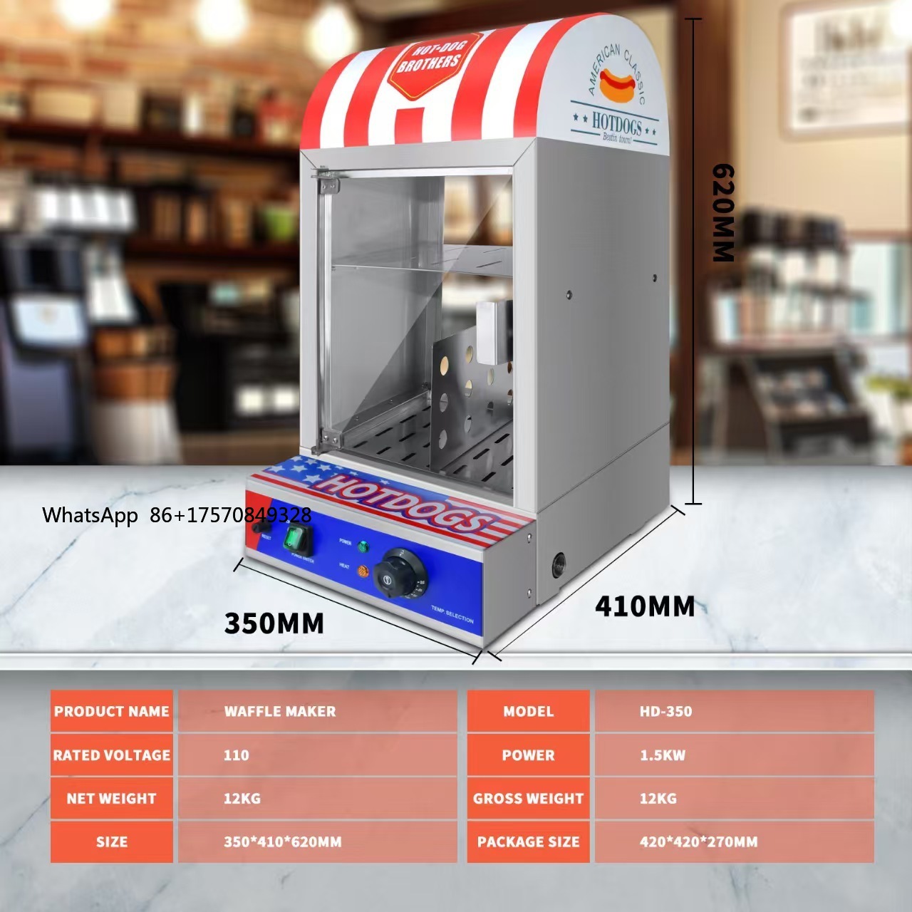 Snacks Food Warmer - Commerciële automatische hotdogbroodjeswarmer, efficiënte voedselverwerker voor