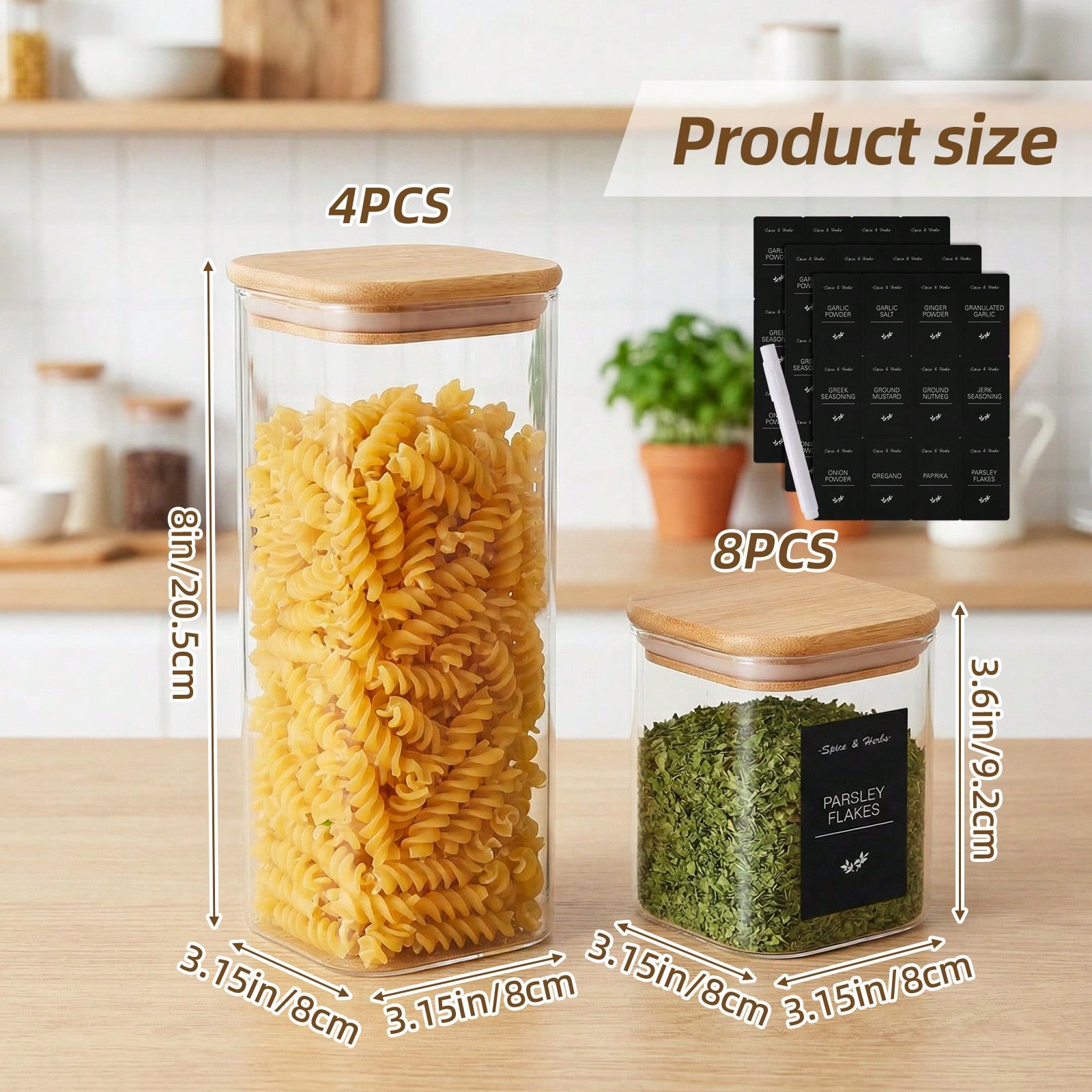 Glazen voedselbewaarcontainers - Snacks Food Labels recensie en prijs